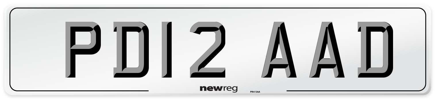 PD12 AAD Number Plate from New Reg
